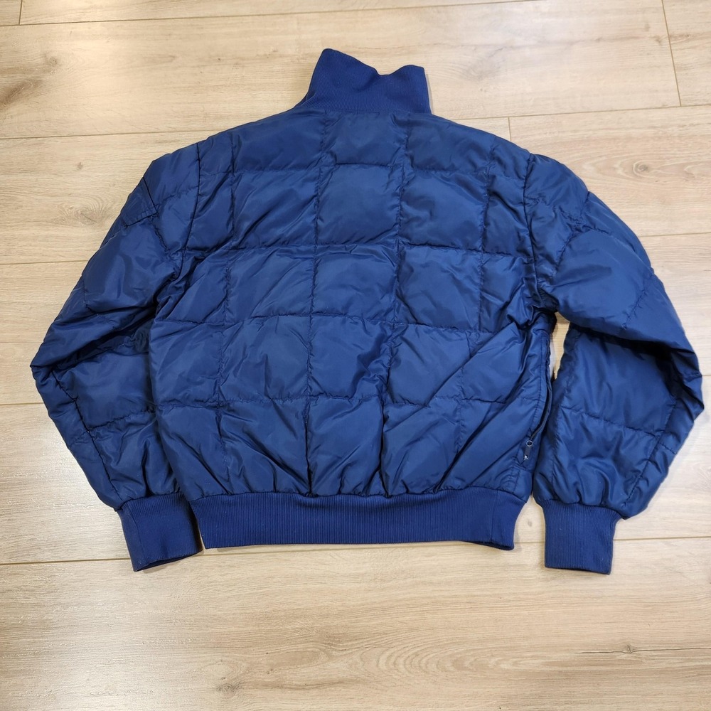 Vintage Eddie Bauer Jacket Mens Medium Blue Goose Down 1/4 Zip Puffer 70s 80s - Picture 3 of 7